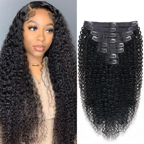 Vista 21 de Extensiones de cabello humano real rizado con clip, balayage, color marrón chocolate a rubio caramelo, 8 piezas con 18 clips, 4.23 oz/juego