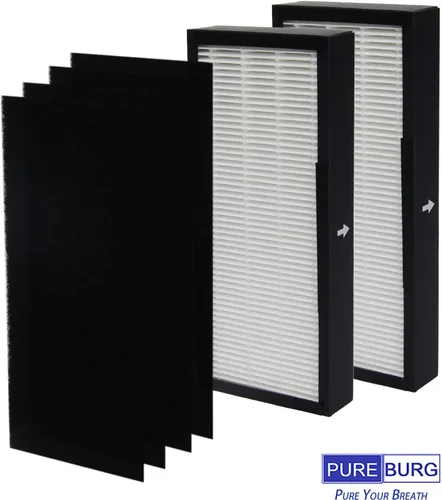 Vista 6 de PUREBURG Filtro de repuesto compatible con purificadores de aire Alen T100 T300, paquete de 2 unidades H13 HEPA y prefiltro de carbón activado Air