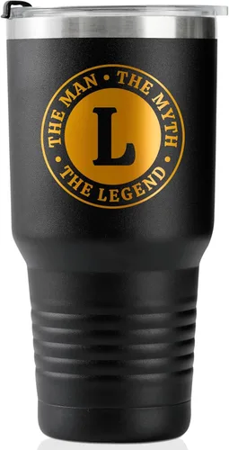 Vista 46 de Taza The Man the Myth the Legend con iniciales, vaso de viaje de acero inoxidable con monograma para hombres, divertida taza de café personalizada