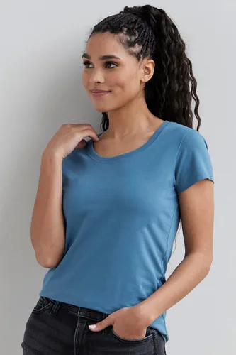Vista 5 de Fair Indigo Camiseta de manga corta de algodón Pima orgánico con cuello redondo para mujer