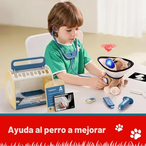 Vista 3 de TOP BRIGHT Kit médico para niños pequeños de 3 a 5 años, juego de Azul