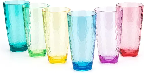Vista 11 de KOXIN-KARLU Hammered - Vasos de plástico de 26 onzas, juego de 6 vasos acrílicos transparentes