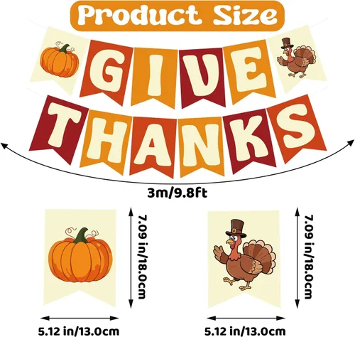 Vista 2 de Cartel de Acción de Gracias, cartel de agradecimiento preencordado, decoración colgante de Acción de Gracias con calabaza pavo, pancartas de otoño
