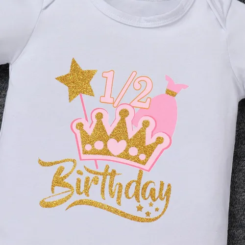 Vista 5 de IDOPIP Traje de cumpleaños 12 para niñas con corona de bebé, falda tutú, corona de lentejuelas, diadema para decoración de fotos de pastel