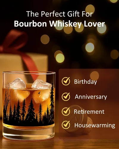 Vista 7 de TOOWELL Juego de 2 vasos de whisky, regalos de jubilación para hombres y mujeres, 11 onzas, vidrio de bourbon antiguo hecho a mano, regalos