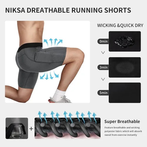 Vista 4 de Niksa Pantalones cortos de compresión para hombre, paquete de 23, ropa interior de compresión para hombre, pantalones cortos atléticos, pantalones