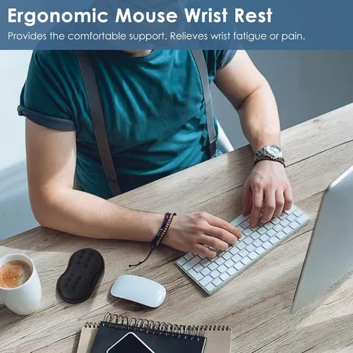 Vista 2 de VANKEY Reposamuñecas para ratón, almohadilla de escritorio para ratón, cómodo soporte de muñeca para ratón de computadora, reposamuñecas ergonómico