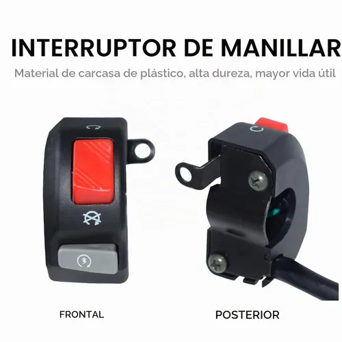 Vista 5 de Interruptor derecho de motocicleta de 12 V, 7/8" 22 mm, para montaje en manillar, interruptor de luz antiniebla, bocina, encendido y apagado