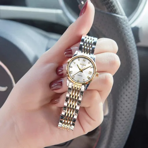 Vista 2 de OLEVS Relojes automáticos para mujer de acero inoxidable con diamantes mecánicos luminosos impermeables para mujer
