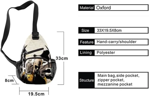 Vista 3 de WANHONGYUE Demon Slayer Kimetsu no Yaiba Anime Sling Mochila Crossbody Bolsas de hombro Bolsa de pecho Bolsa de senderismo