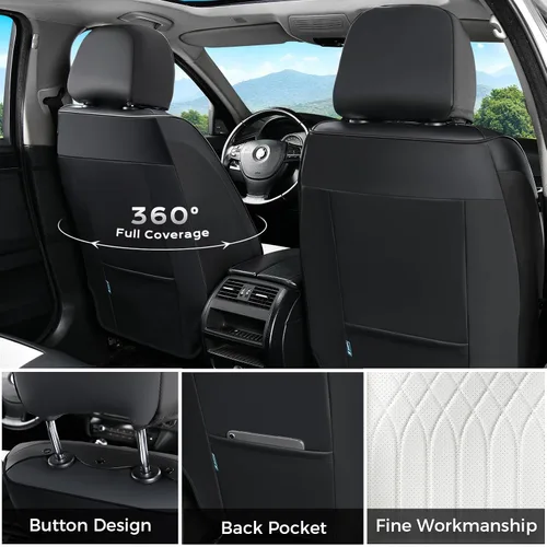 Vista 2 de Fundas de asiento delantero de automóvil, fundas de asiento de cuero para automóviles, protector de asiento impermeable transpirable, fundas