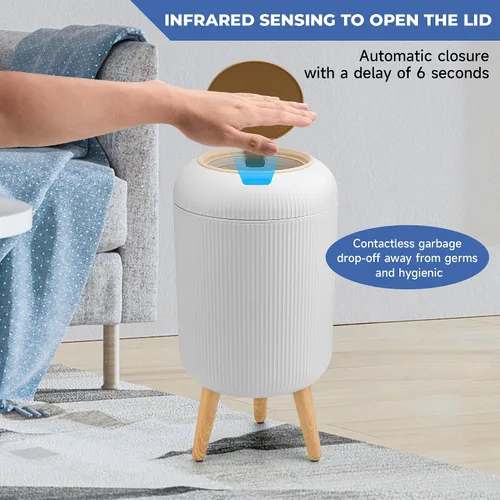 Vista 17 de Pukomc Papelera con sensor inteligente, conveniente e higiénico, fácil de usar, sensor de tecnología, impermeable, papelera de plástico para cocina