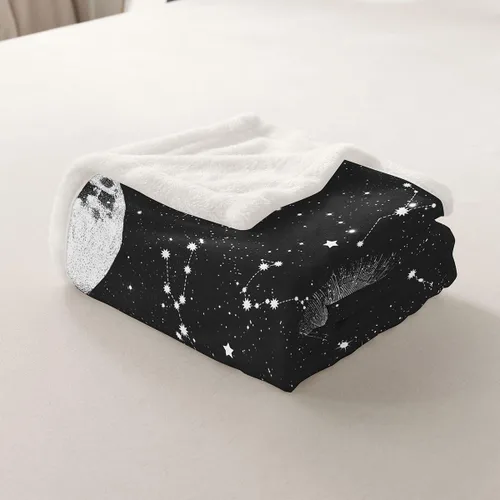 Vista 6 de Erosebridal Galaxy Fleece Blanket 40x50 Constellation Fuzzy Plush Throw for Sofa Couch Black Nebula Stars Sherpa Blanket Outer Space Starry Sky