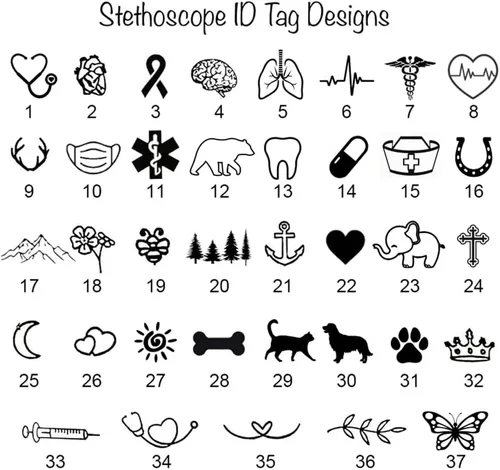 Vista 2 de Esenciales para enfermeras para el trabajo, etiqueta de identificación con el nombre del estetoscopio, accesorios de estetoscopio para enfermeras