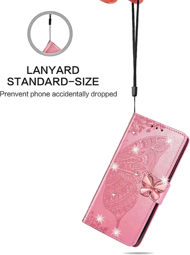 Vista 5 de CCSmall Para Xiaomi Redmi Note 11 4G Wallet Case, 3D Butterfly Flower PU Cuero con ranuras para tarjetas de crédito Titular Folio Teléfono Cubierta