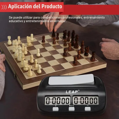 Vista 5 de LEAP Reloj de Ajedrez Digital, Temporizador de Ajedrez Profesional para Jugadores de Juegos de Mesa, Cuenta Regresiva/Progresiva con Función