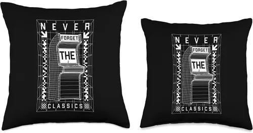 Vista 3 de Arcade Game Never Forget Classics Retro 80s Video Gamer Throw Pillow