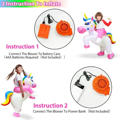 Vista 2 de Camlinbo Disfraz inflable de unicornio para Halloween para niños niñas niños mujeres disfraz de Halloween fiesta de cosplay