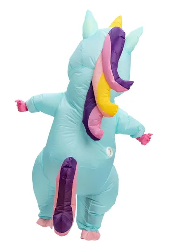 Vista 4 de Disfraz Inflable de Unicornio Azul para Niños Multicolor