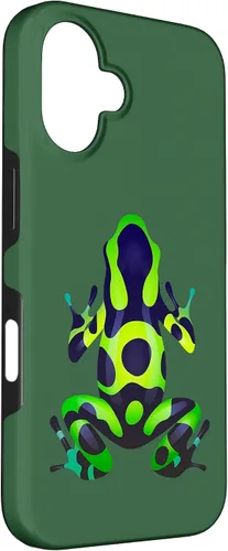 Vista 3 de Green & Black Poison Dart Frog Colored Exotic Amphibian Pet Case for iPhone 16