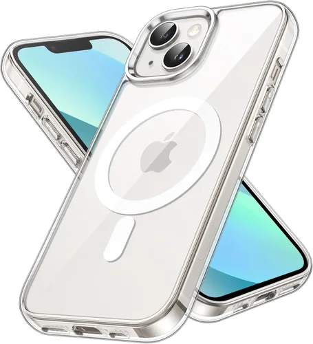 Vista 23 de JETech Funda magnética para iPhone 13 de 6.1 pulgadas, compatible con carga inalámbrica MagSafe, a prueba de golpes, parte trasera transparente