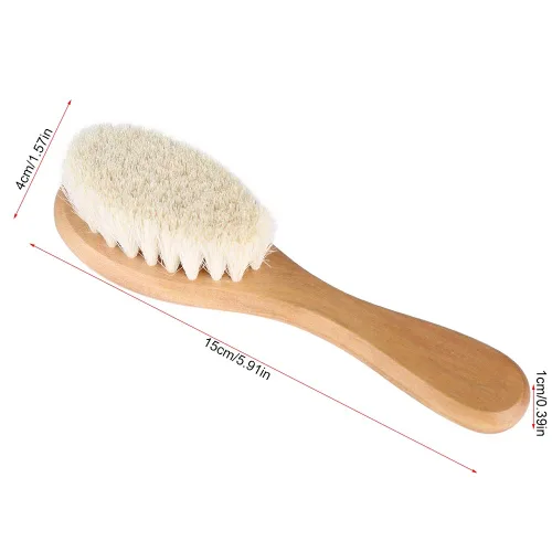 Vista 2 de Cepillo de pelo de bebé, peine de madera suave para el masaje de la cabeza del recién nacido y el aseo