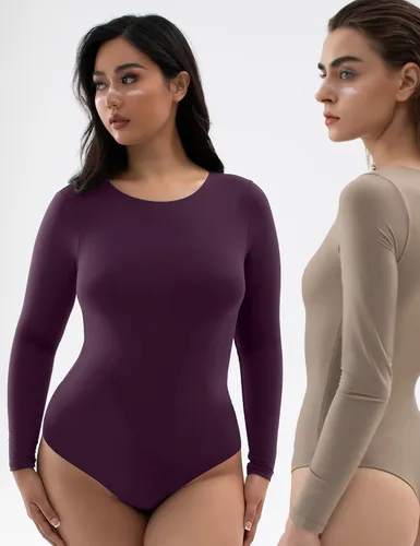 Vista 35 de PUMIEY Body de cuello redondo y manga larga con sensación de segunda piel para mujer, colección Smoke Cloud 01 Negro azabache