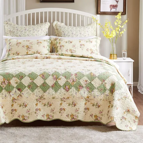 Vista 12 de Greenland Home Colección de edredón 100% algodón, prelavado, juego de edredón reversible, 2 piezas, individual/XL, Bliss