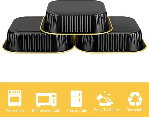 Vista 3 de EUSOAR Mini moldes para tartas con tapas, 12.3 onzas, 12.2 fl oz, 50 unidades cuadradas de aluminio para cupcakes con tapas, papel de aluminio