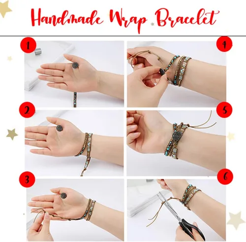Vista 5 de ZOSOJONA Boho Wrap Pulseras Natural Jaspe Crystal Stone Variedad de cuentas Pulsera de hebra