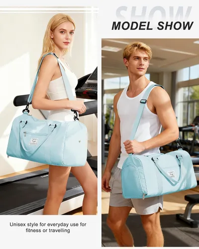Vista 9 de Bolsa de gimnasio para mujer, bolsa de viaje de viaje, bolsa de mano deportiva, bolsa de fin de semana