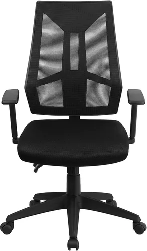 Vista 5 de Flash Furniture Ivan Silla de oficina ergonómica giratoria multifunción de malla negra con brazos ajustables
