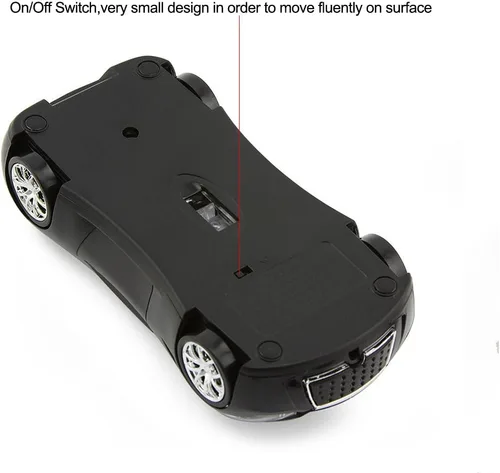 Vista 5 de Ratón inalámbrico de coche deportivo de escritorio Ordenador portátil Ratón óptico Ratones AAA Batería Nano USB 2.4GHz Gaming Mouse (negro)