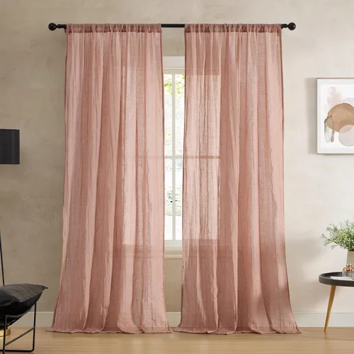 Vista 14 de French Connection - Cortina para ventana, juego de 2 paneles, semitransparente, decoración moderna del hogar, cortinas para sala de estar, comedor