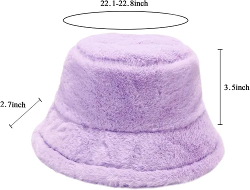 Vista 4 de Sombrero de pescador de piel sintética de felpa mullida, gorro cálido para mujer