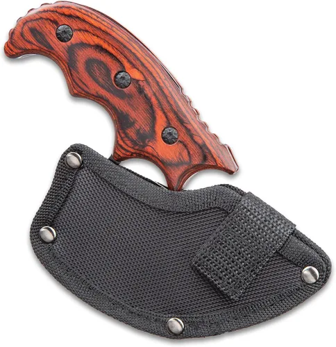 Vista 4 de Ridge Runner Mini cuchillo Ulu modificado con funda Cuchillo de caza y desollado de acero inoxidable de espiga completa de 6 1/2