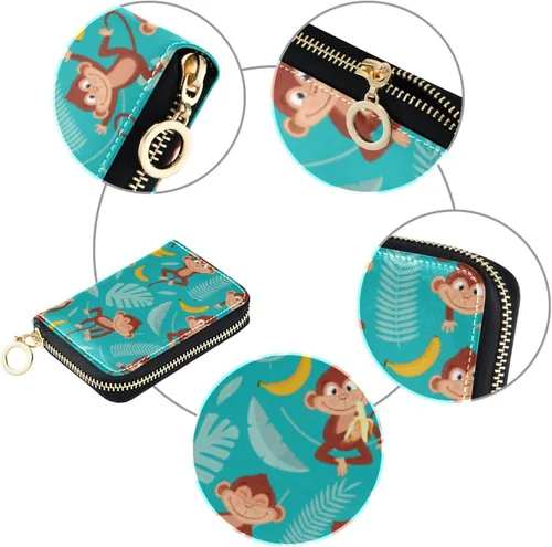 Vista 3 de Tarjetero de Tarjetas de Crédito RFID de Cuero con Cremallera Cartera para Mujeres y Niñas, Color #01, Talla única, Classic
