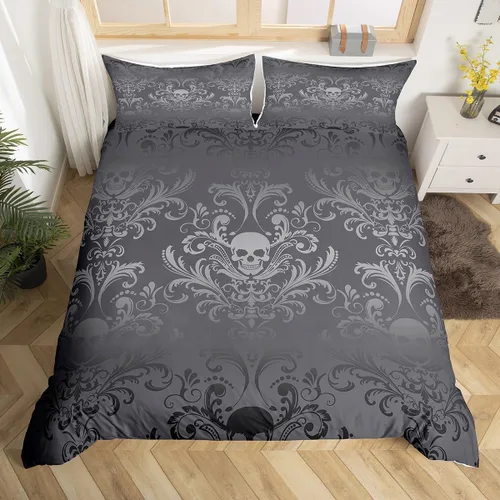 Vista 23 de Erosebridal Juego de ropa de cama gótica de damasco para adultos, funda de edredón victoriana antigua, tamaño individual, funda de edredón gótica
