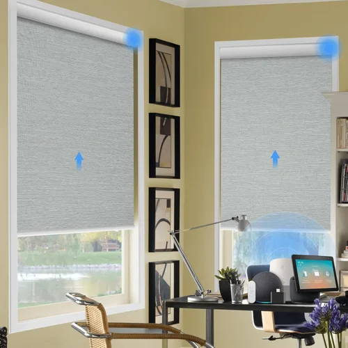 Vista 8 de Persianas enrollables motorizadas inteligentes mejoradas con cenefa integrada para Widndows, persianas eléctricas compatibles con Alexa y Google