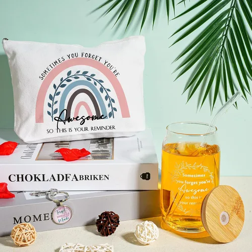 Vista 7 de Yaomiao 3 piezas de regalo de agradecimiento Cna para mujeres, graduación, agradecimiento, bolsa de cristal de 16 onzas, llavero para profesora