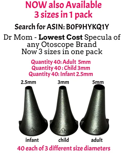 Vista 2 de 120 espéculas grandes de 0.197 in de diámetro para Doctor Mom Otoscope de 4ª y 5ª generación, perfecto para adultos y niños mayores. Importante,