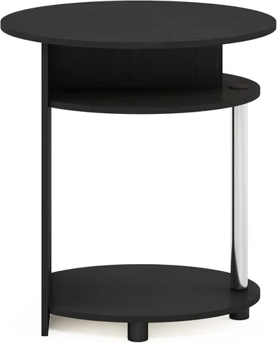 Vista 6 de Furinno JAYA Mesa auxiliar ovalada de diseño simple con contenedor, americano/cromo