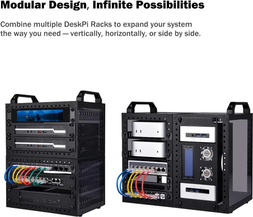 Vista 6 de GeeekPi DeskPi RackMate TT Mini gabinete de servidor para mini PC, red, servidores, audio y equipo de video