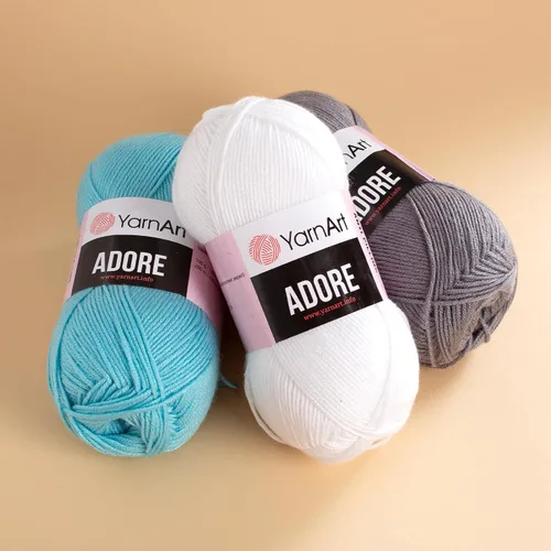 Vista 6 de 1 madeja YarnArt Adore, hilo antipilling, 100% acrílico antipilling, 100 g (3.5 oz), 280 m (306 yd), 3: Light-DK, Verde bebé - 358