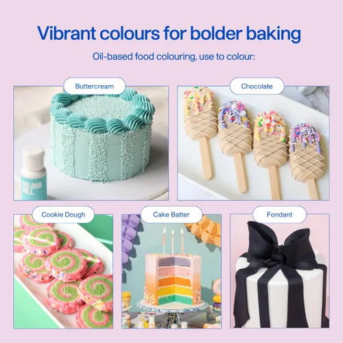 Vista 2 de Colour Mill Colorante para alimentos a base de aceite, 20 mililitros. Cada uno de 6 colores: Baby Blue, Navy, Royal, Sky Blue, Teal y Tiffany