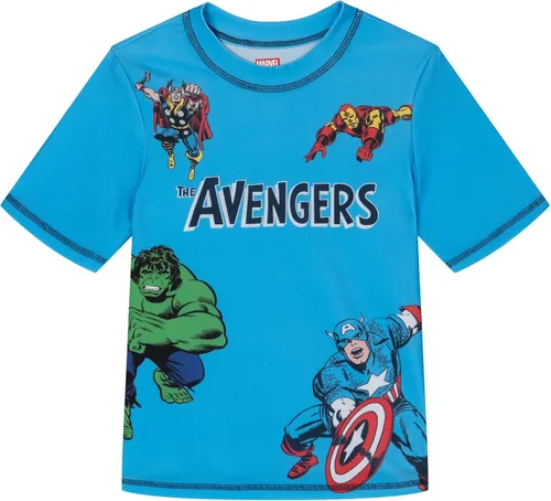 Vista 2 de Marvel Boys' 2-Piece Rash Guard and Swim Trunks Set Toddler to Big Kid