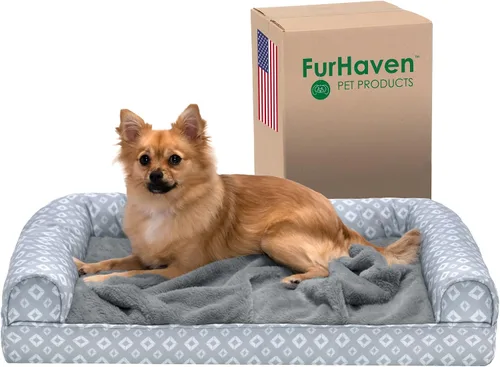 Vista 16 de Furhaven Acogedora cama ortopédica para perros medianos y pequeños con cojines extraíbles y funda lavable, para perros de hasta 35 libras - Sofá