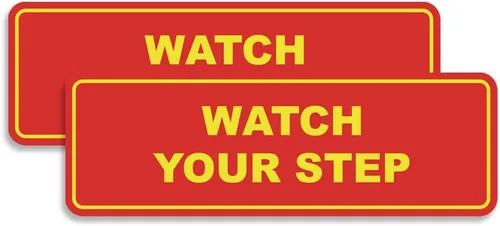 Vista 16 de Signs ByLITA Letrero estándar para pared o puerta con texto en inglés «Watch Your Step», señalización de salud y seguridad (negro), mediano