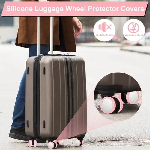 Vista 3 de Fundas protectoras de silicona para ruedas de equipaje, 8 unidades, fundas protectoras de rueda de equipaje para la mayoría de ruedas de 8 ruedas