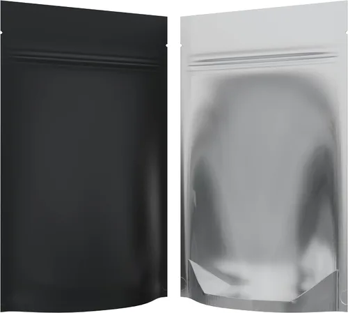 Vista 8 de Bolsas de barrera estilo Mylar – Cremallera con sellado térmico – 100 bolsas (negro brillante/transparente, 0.04 oz - 3 x 4.5 pulgadas)